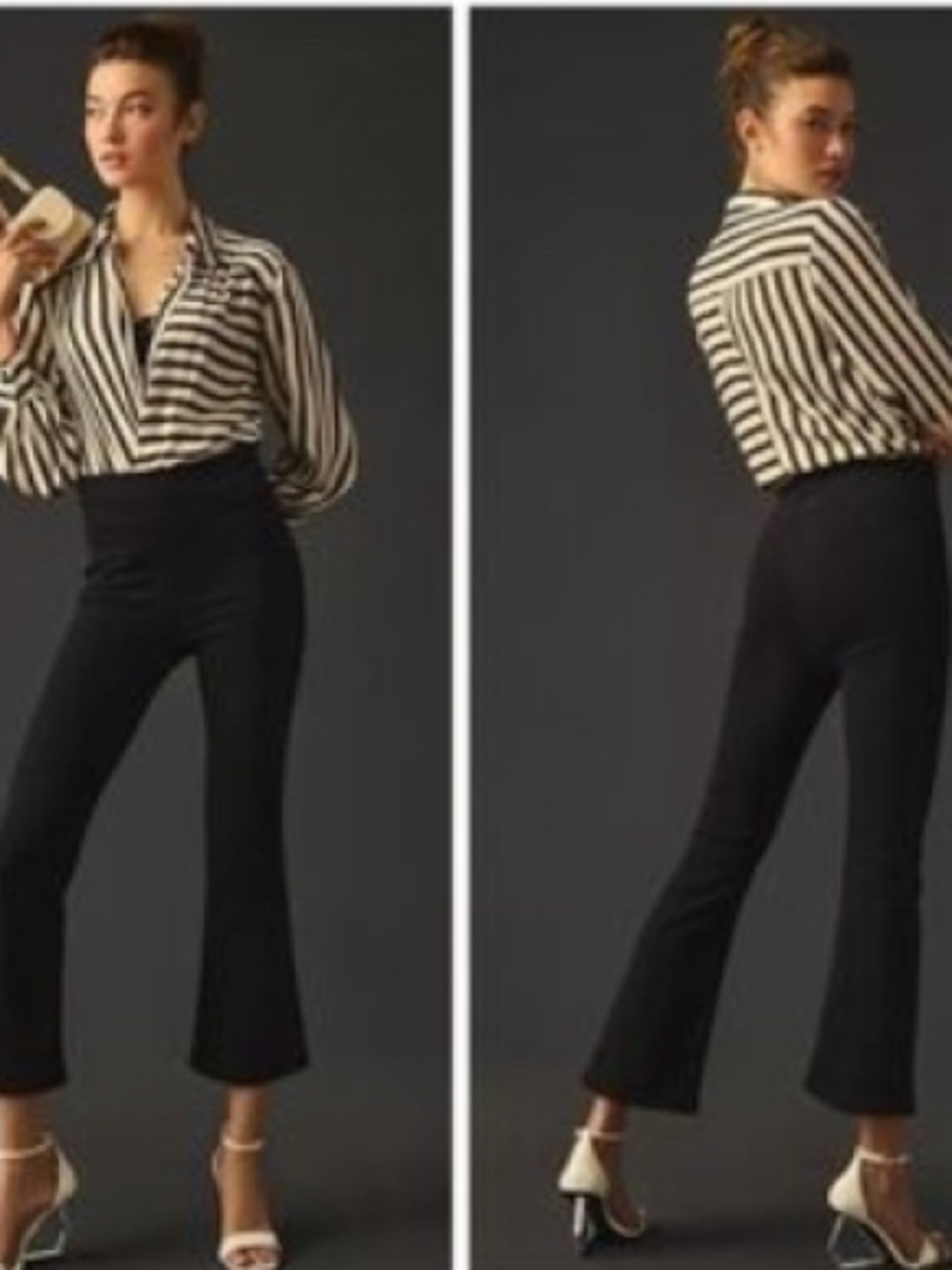 Frame High Waist Crop Flare Leg Pants Black Size 1